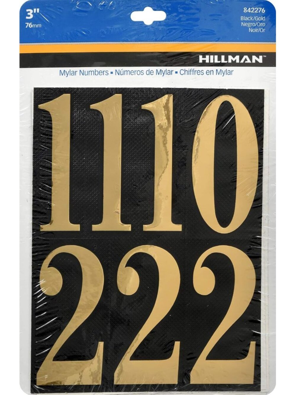 House Numbers, 3in, 1 Pack, Gold on Black Reflective